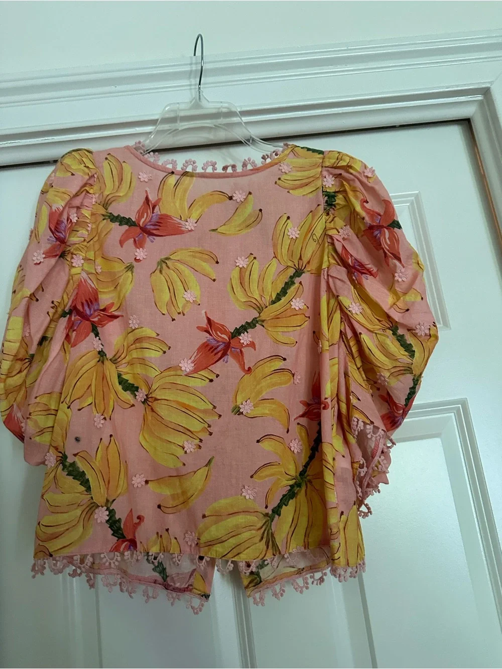 FARM Rio Pink & Yellow Banana Floral Puff-Sleeve Blouse